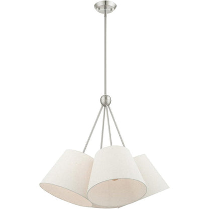 Nickel Four Light Metal Dimmable Chandelier With Shades HomeRoots