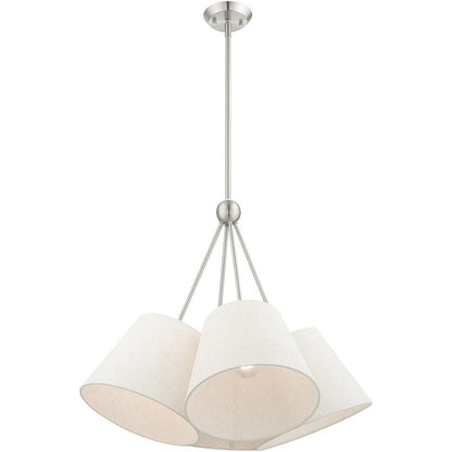 Nickel Four Light Metal Dimmable Chandelier With Shades HomeRoots
