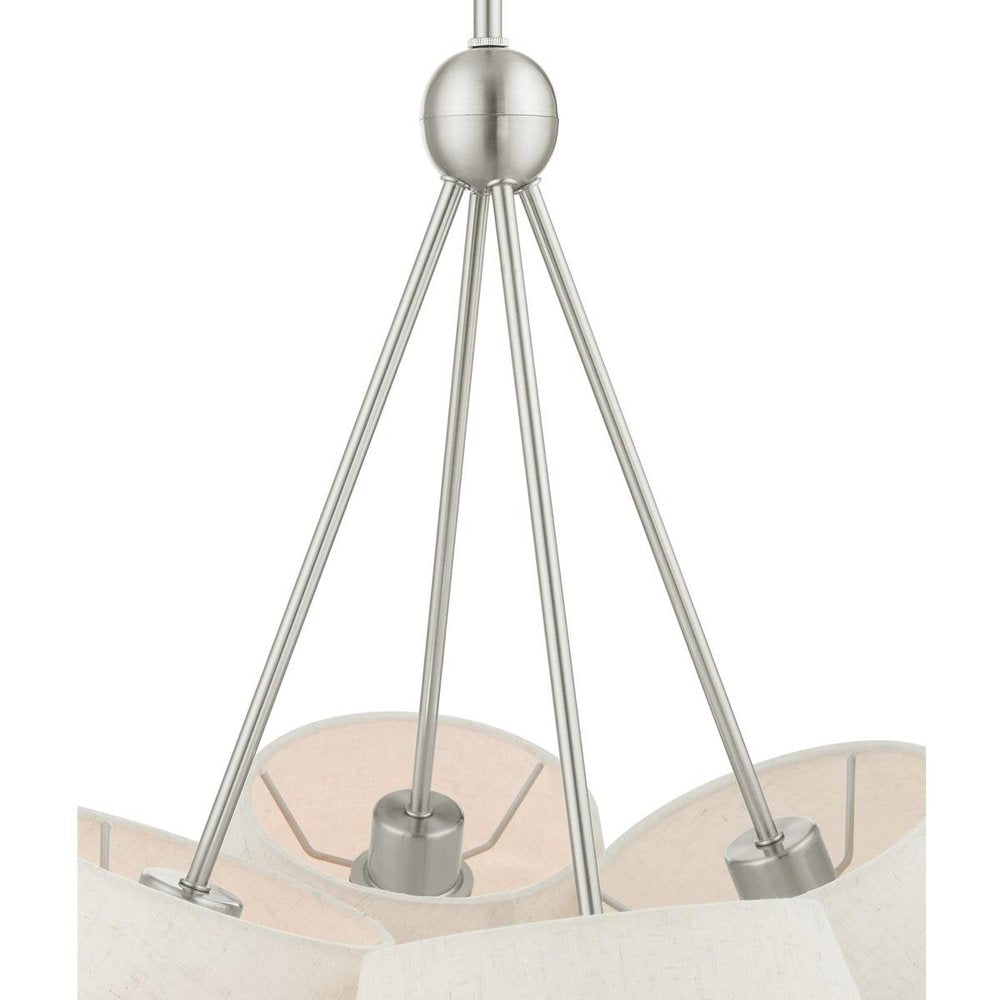 Nickel Four Light Metal Dimmable Chandelier With Shades HomeRoots