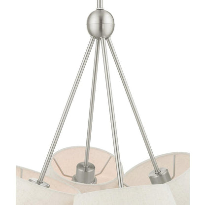 Nickel Four Light Metal Dimmable Chandelier With Shades HomeRoots
