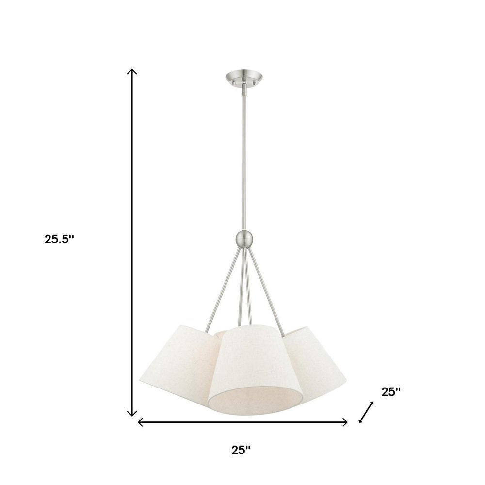 Nickel Four Light Metal Dimmable Chandelier With Shades HomeRoots