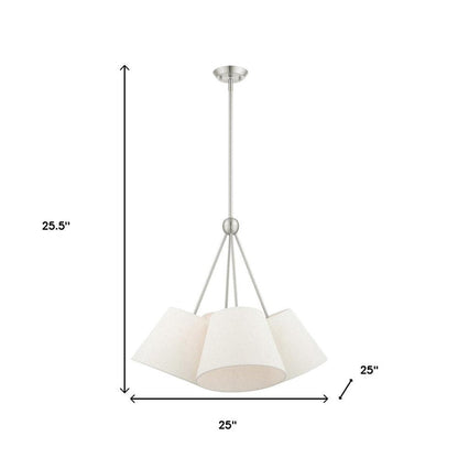 Nickel Four Light Metal Dimmable Chandelier With Shades HomeRoots