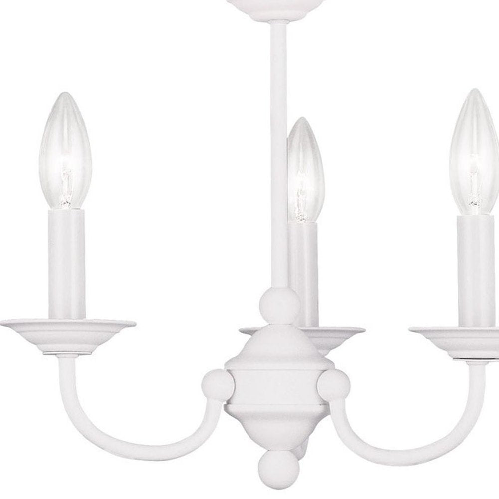 White Three Light Metal Dimmable Chandelier With Shades HomeRoots