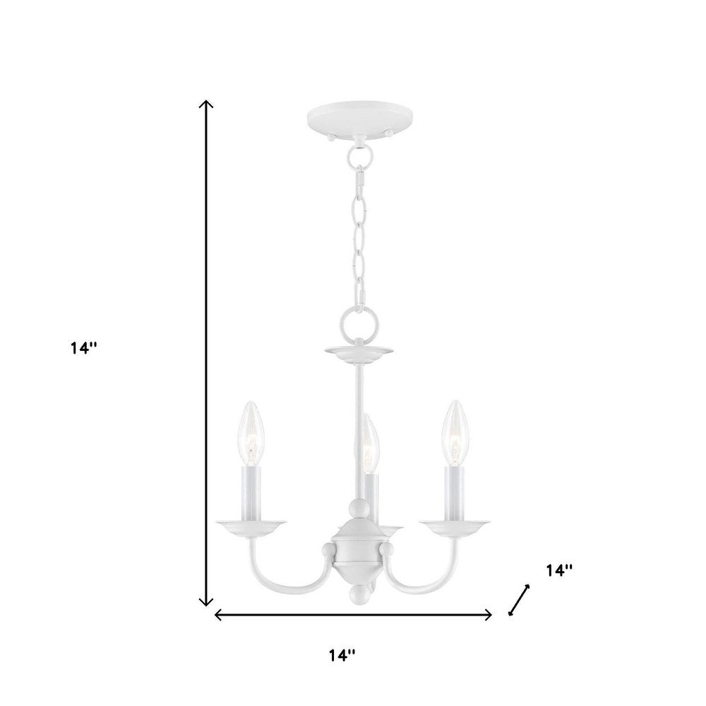 White Three Light Metal Dimmable Chandelier With Shades HomeRoots