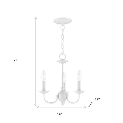 White Three Light Metal Dimmable Chandelier With Shades HomeRoots