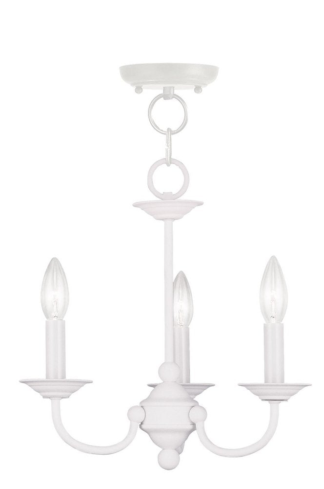 White Three Light Metal Dimmable Chandelier With Shades HomeRoots
