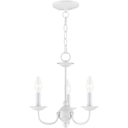 White Three Light Metal Dimmable Chandelier With Shades HomeRoots
