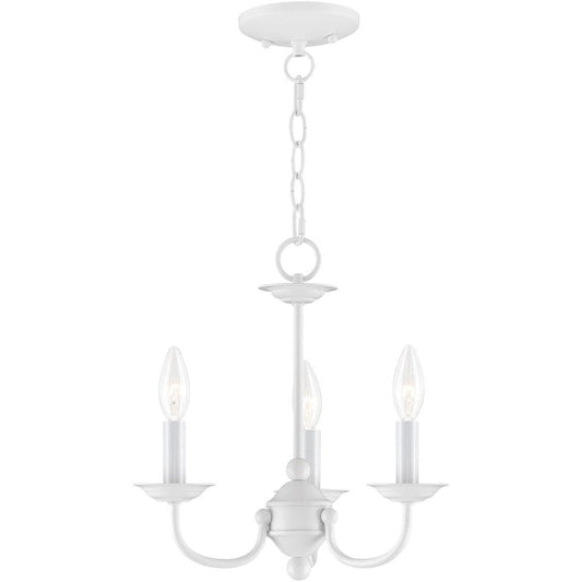 White Three Light Metal Dimmable Chandelier With Shades HomeRoots