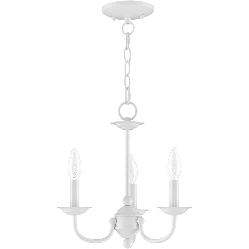 White Three Light Metal Dimmable Chandelier With Shades HomeRoots