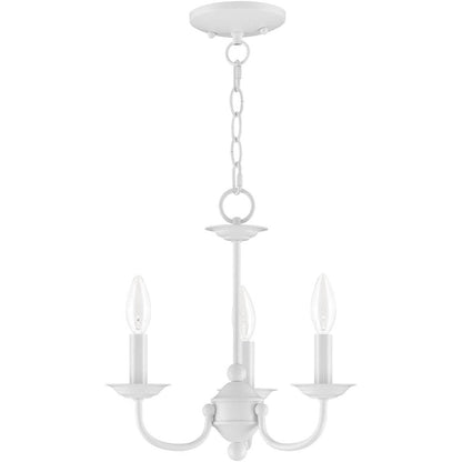 White Three Light Metal Dimmable Chandelier With Shades HomeRoots