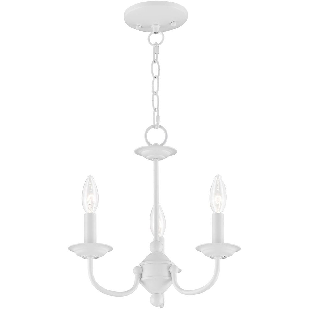 White Three Light Metal Dimmable Chandelier With Shades HomeRoots