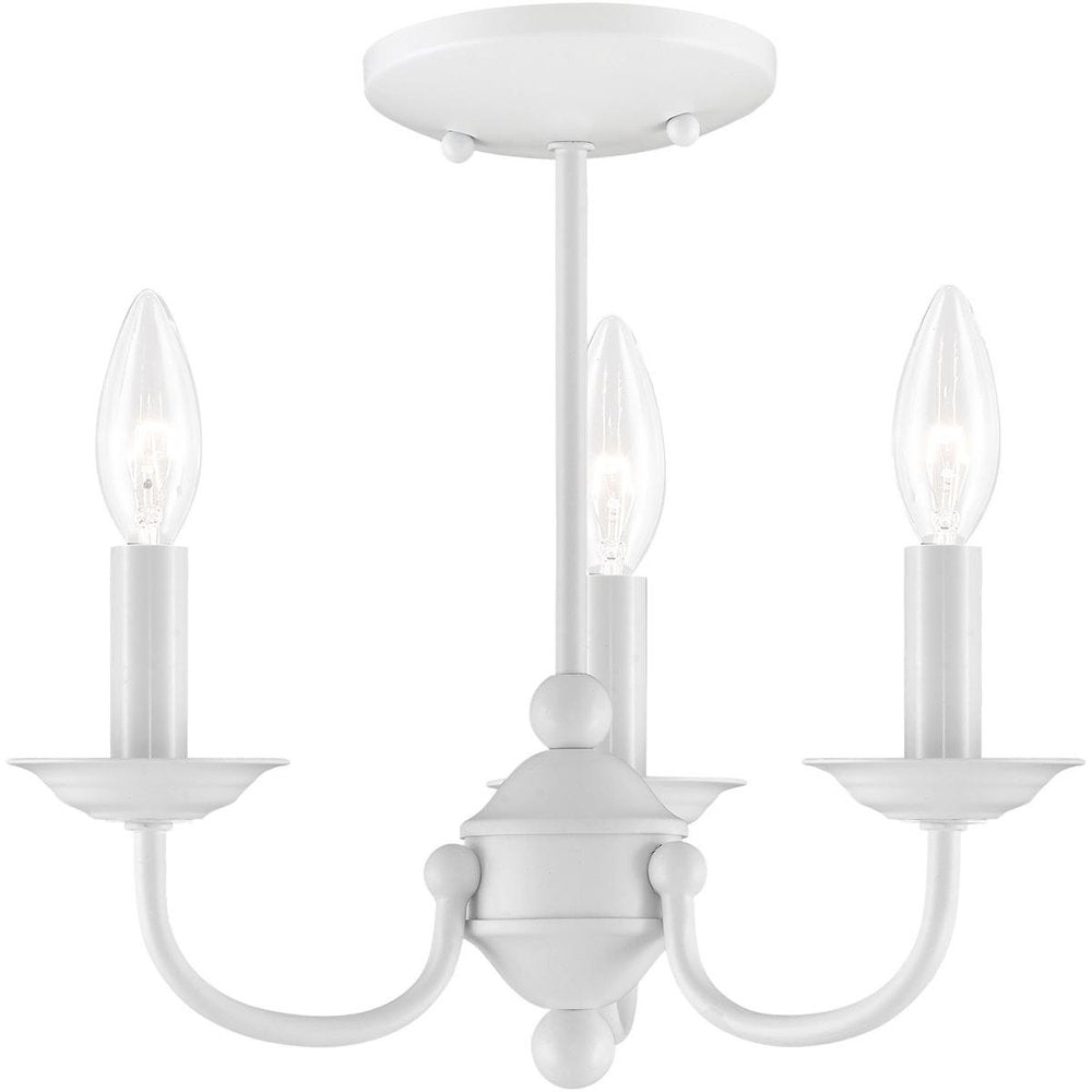 White Three Light Metal Dimmable Chandelier With Shades HomeRoots