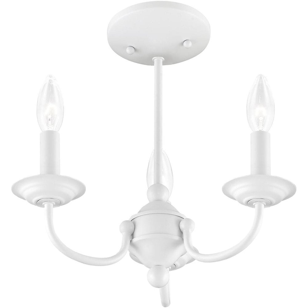 White Three Light Metal Dimmable Chandelier With Shades HomeRoots