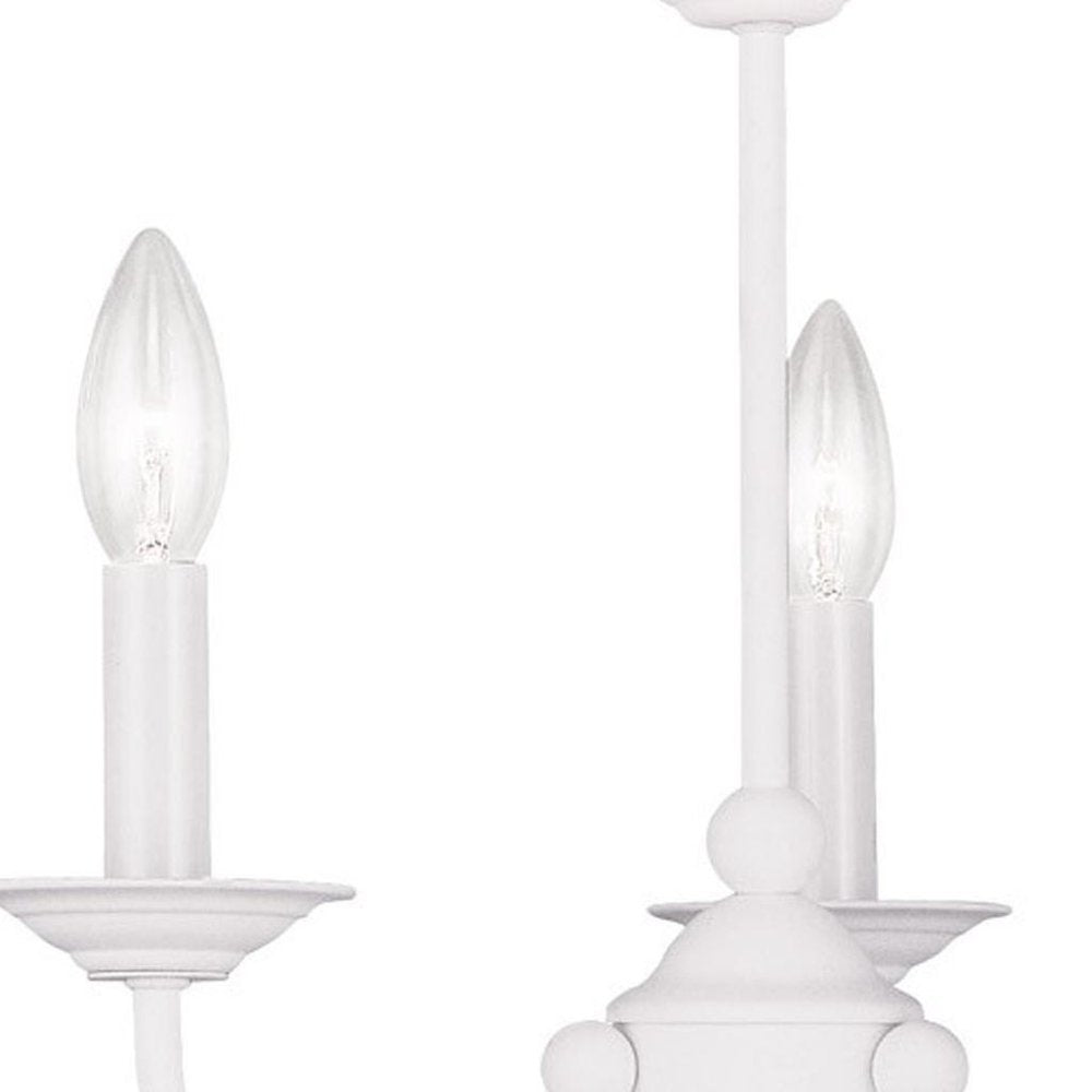 White Three Light Metal Dimmable Chandelier With Shades HomeRoots