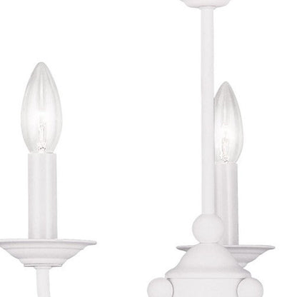 White Three Light Metal Dimmable Chandelier With Shades HomeRoots