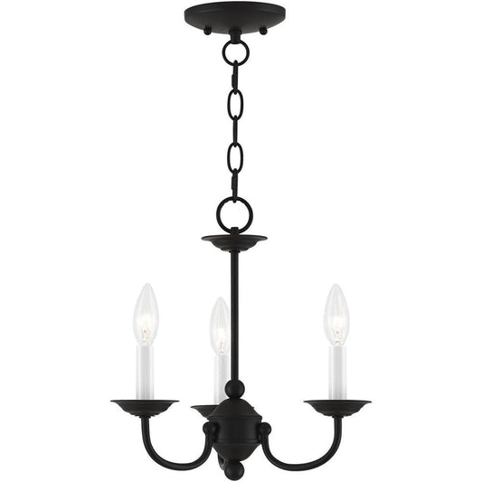 Black Three Light Metal Dimmable Chandelier With Shades HomeRoots