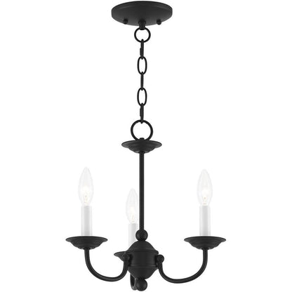Black Three Light Metal Dimmable Chandelier With Shades HomeRoots