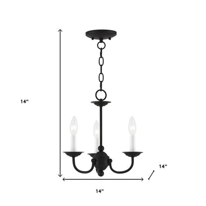 Black Three Light Metal Dimmable Chandelier With Shades HomeRoots