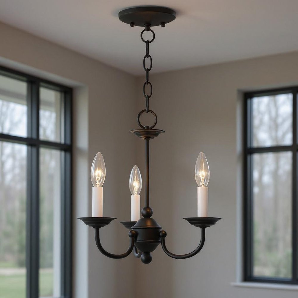Black Three Light Metal Dimmable Chandelier With Shades HomeRoots