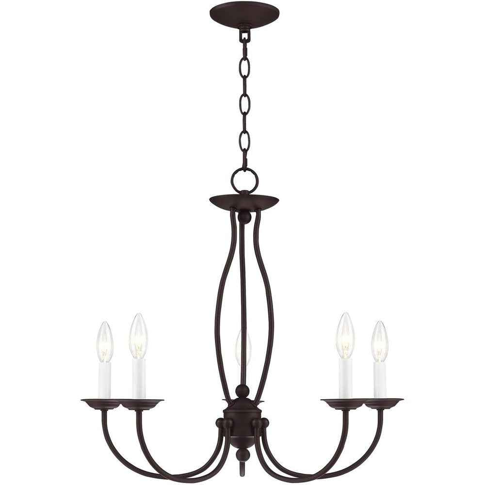 Bronze Five Light Metal Dimmable Chandelier With Shades HomeRoots