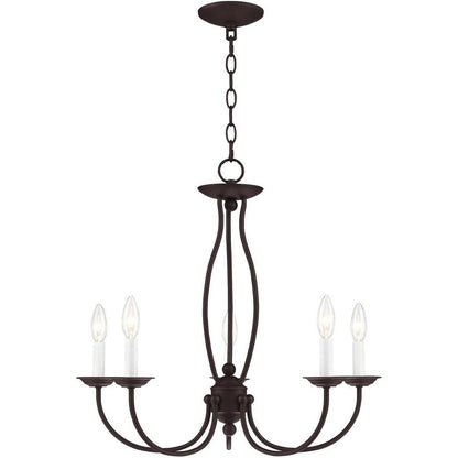 Bronze Five Light Metal Dimmable Chandelier With Shades HomeRoots