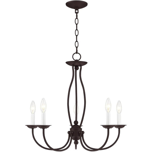 Bronze Five Light Metal Dimmable Chandelier With Shades HomeRoots