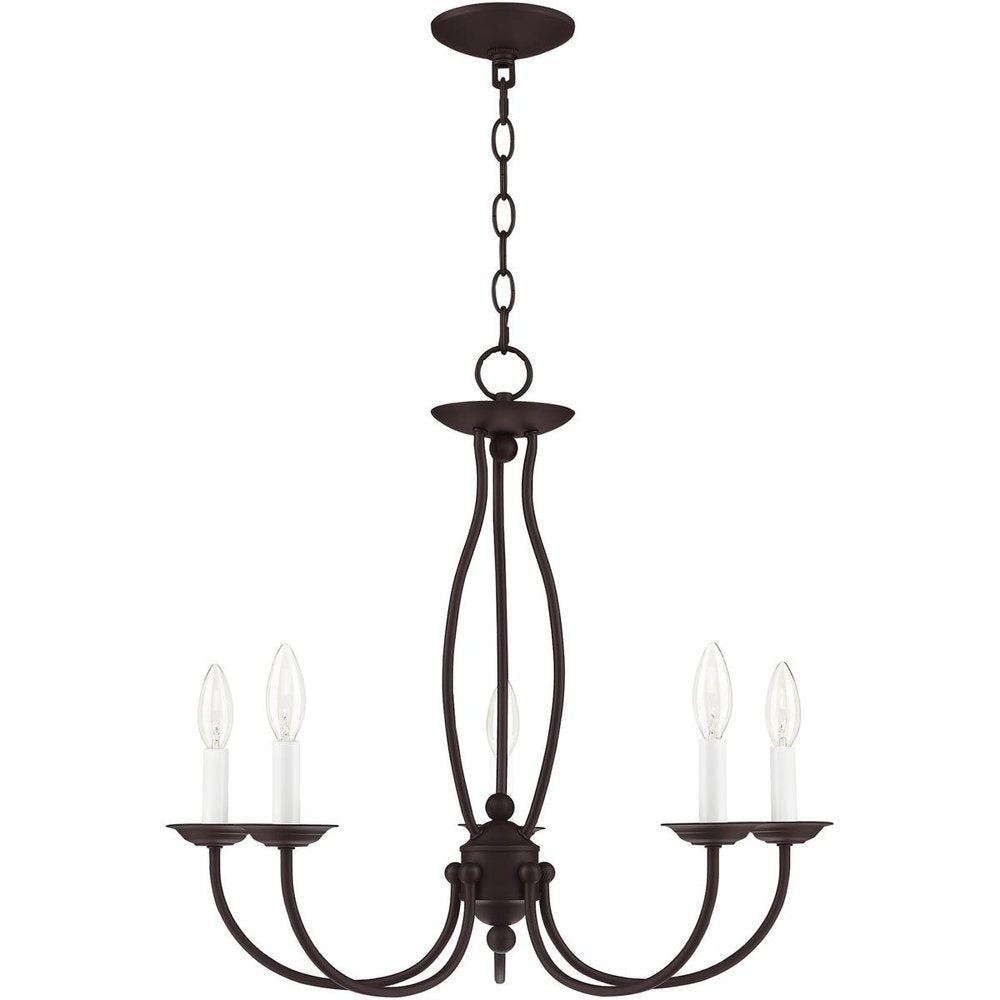Bronze Five Light Metal Dimmable Chandelier With Shades HomeRoots
