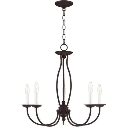 Bronze Five Light Metal Dimmable Chandelier With Shades HomeRoots