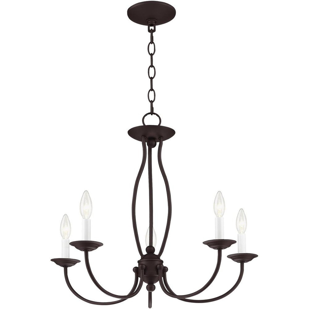 Bronze Five Light Metal Dimmable Chandelier With Shades HomeRoots