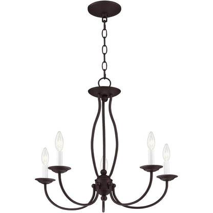 Bronze Five Light Metal Dimmable Chandelier With Shades HomeRoots