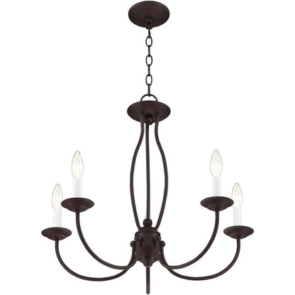 Bronze Five Light Metal Dimmable Chandelier With Shades HomeRoots