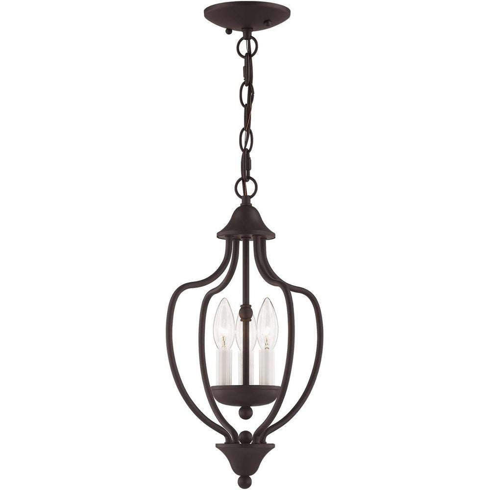 Bronze Three Light Metal Dimmable Chandelier With Shades HomeRoots