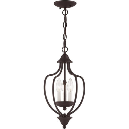 Bronze Three Light Metal Dimmable Chandelier With Shades HomeRoots
