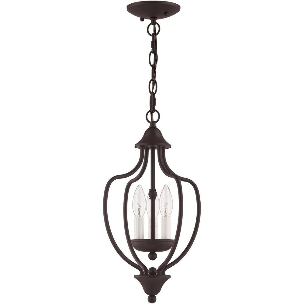 Bronze Three Light Metal Dimmable Chandelier With Shades HomeRoots