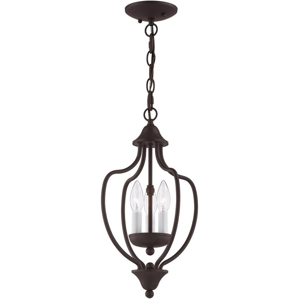 Bronze Three Light Metal Dimmable Chandelier With Shades HomeRoots