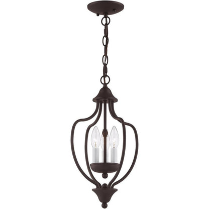 Bronze Three Light Metal Dimmable Chandelier With Shades HomeRoots