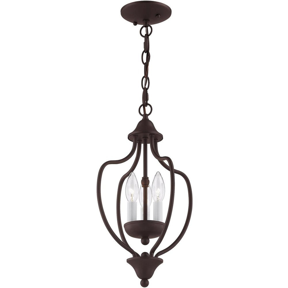 Bronze Three Light Metal Dimmable Chandelier With Shades HomeRoots