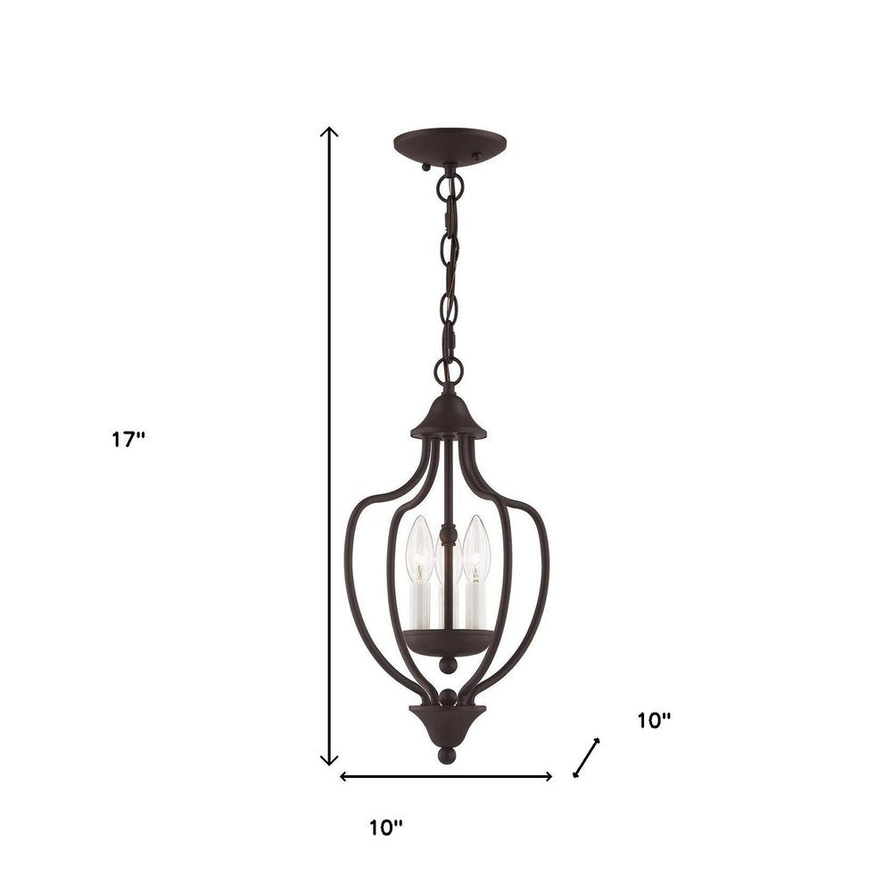 Bronze Three Light Metal Dimmable Chandelier With Shades HomeRoots