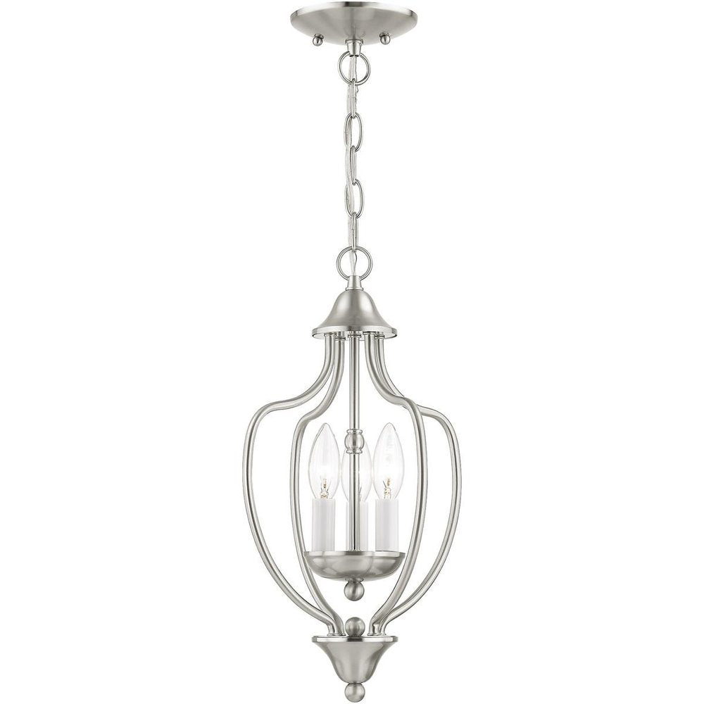 Nickel Three Light Metal Dimmable Chandelier With Shades HomeRoots