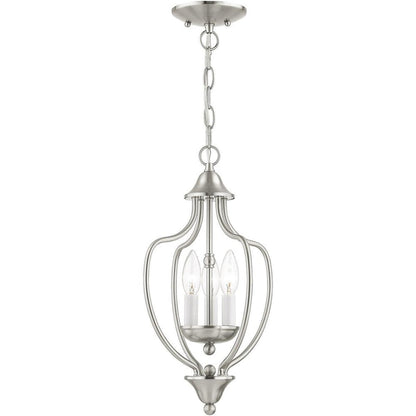 Nickel Three Light Metal Dimmable Chandelier With Shades HomeRoots