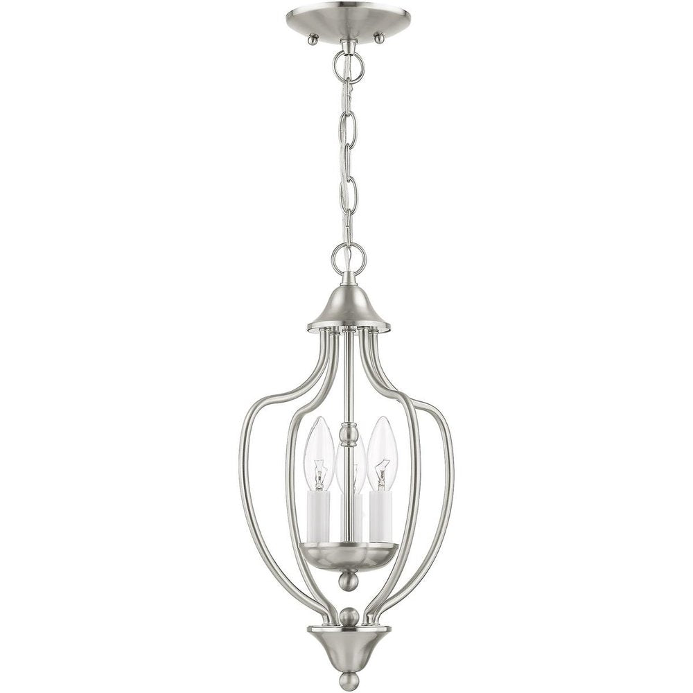 Nickel Three Light Metal Dimmable Chandelier With Shades HomeRoots