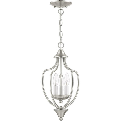 Nickel Three Light Metal Dimmable Chandelier With Shades HomeRoots