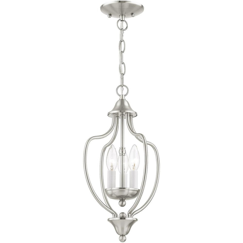 Nickel Three Light Metal Dimmable Chandelier With Shades HomeRoots