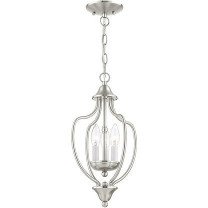 Nickel Three Light Metal Dimmable Chandelier With Shades HomeRoots