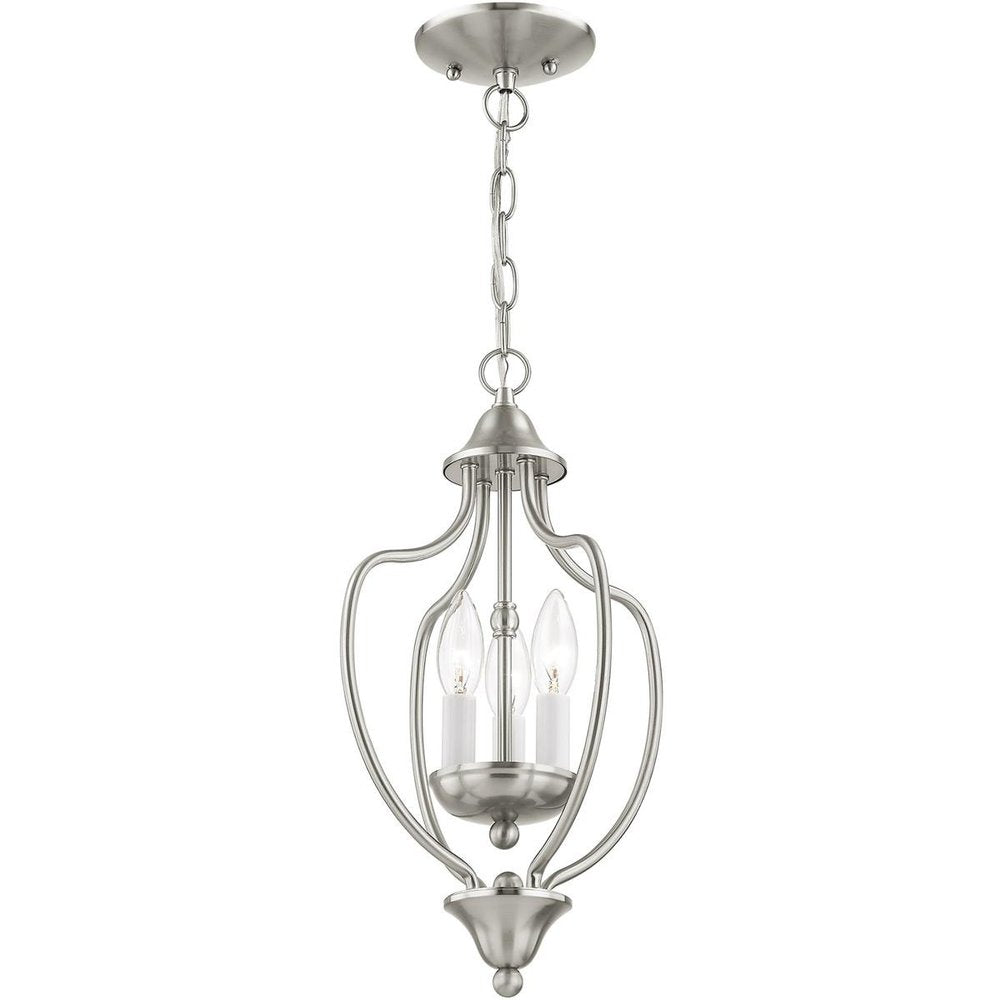 Nickel Three Light Metal Dimmable Chandelier With Shades HomeRoots