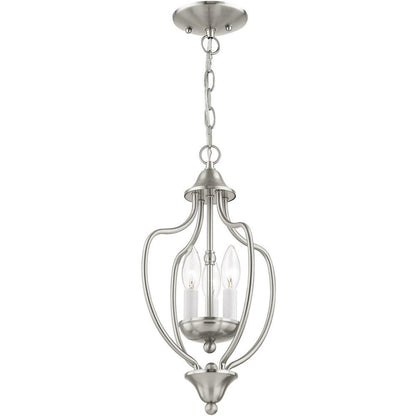 Nickel Three Light Metal Dimmable Chandelier With Shades HomeRoots