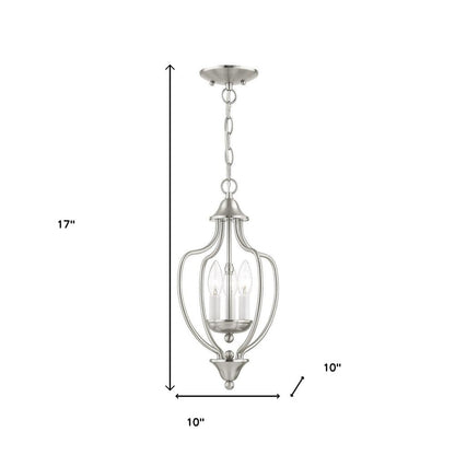 Nickel Three Light Metal Dimmable Chandelier With Shades HomeRoots