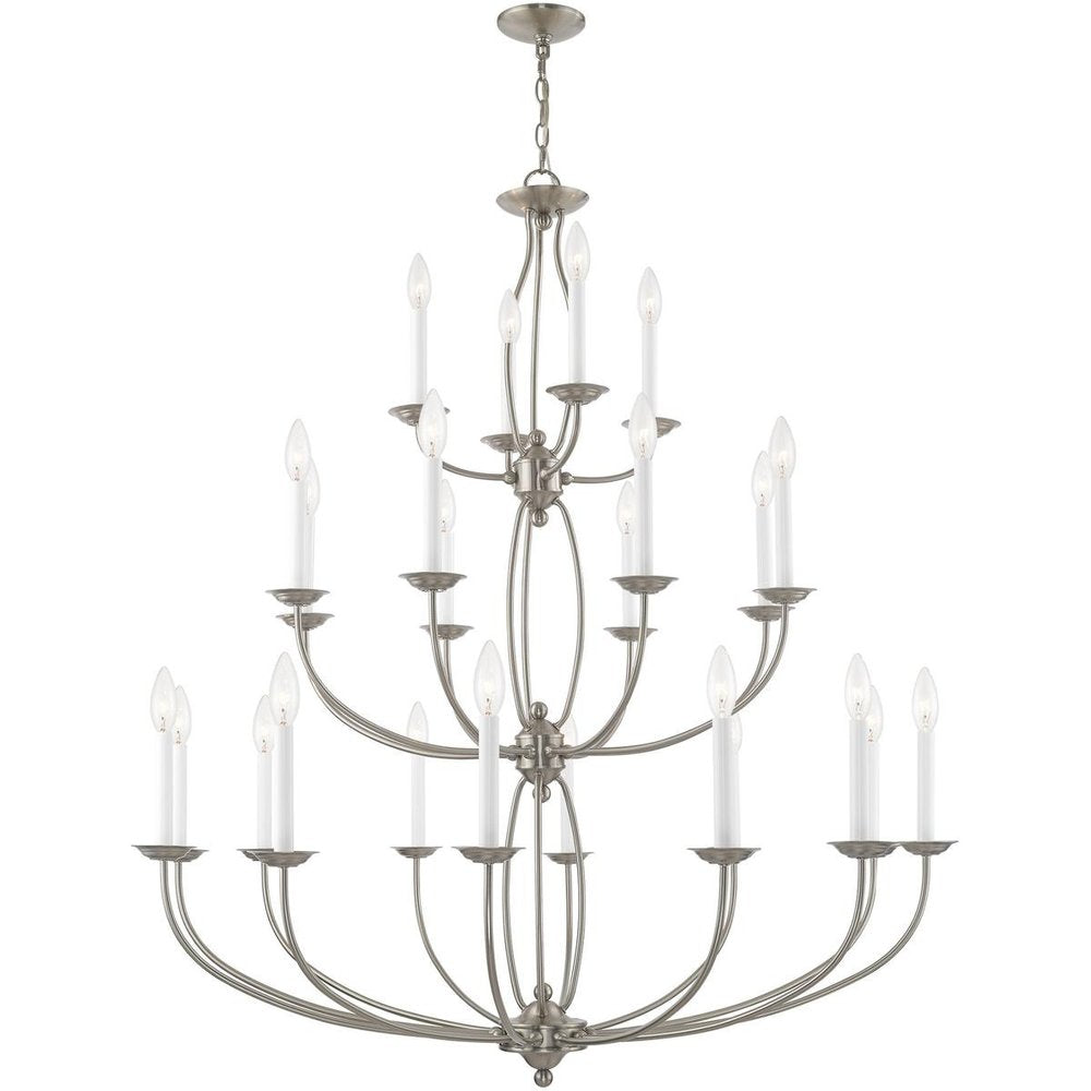 Nickel Multi Light Metal Dimmable Chandelier With Shades HomeRoots