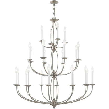 Nickel Multi Light Metal Dimmable Chandelier With Shades HomeRoots