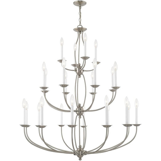 Nickel Multi Light Metal Dimmable Chandelier With Shades HomeRoots
